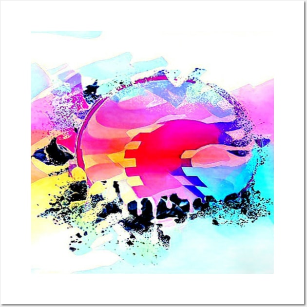 Colorful ocean waves sunrise graffiti abstract Wall Art by SilverPixieArt